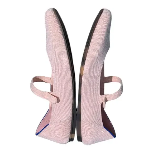 Rothy's The Square Mary Jane Flats Women's 9 Bubbly Pink Knit Washable Eco - Picture 4 of 9